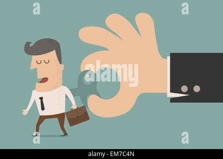 Businessman With Wind-up Key In His Back  , eps10 vector format Stock Vector