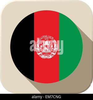 Afghanistan Flag Button Icon Modern Stock Vector