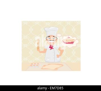 chef preparing a cake Stock Vector