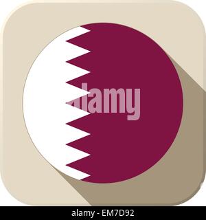 Qatar Flag Button Icon Modern Stock Vector