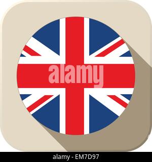 UK Flag Button Icon Modern Stock Vector