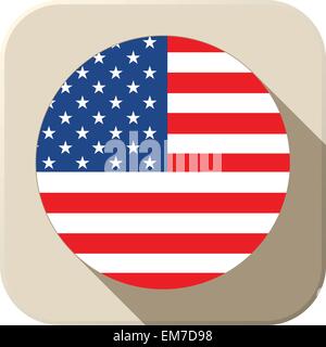 USA Flag Button Icon Modern Stock Vector