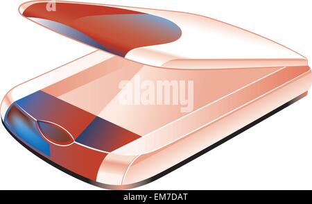Opened Office Scanner. Illustration on white background Stock Vector