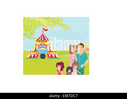 family goes to the circus Stock Vector