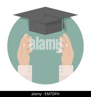 Graduation cap in hand Stock Vector