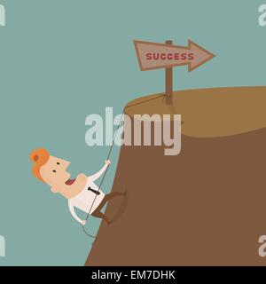 Businessman climbing on the rocks Stock Vector