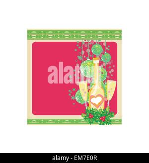 New year greeting card with champagne Stock Vector