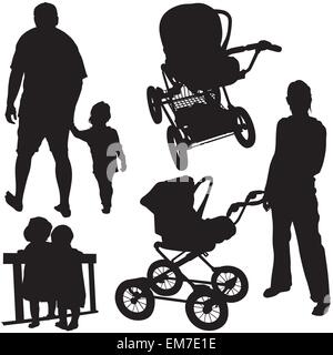 Family Silhouettes Stock Vector