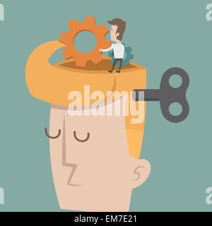 Head and Brain Gears in Progress Stock Vector