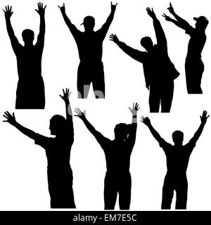 Hands Up Silhouettes Stock Vector