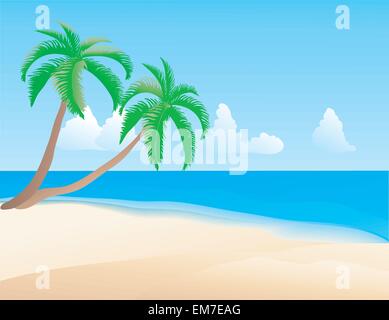 Tropical island with palms Stock Vector