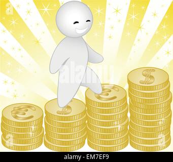 The man with the money on a shimmering background Stock Vector