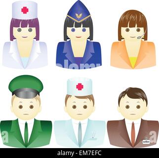 Icons of people from different professions Stock Vector