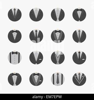 Businessman Suit Icons with White Background Stock Vector