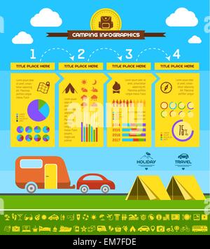 Collection of camping elements in flat design. vector illustration ...