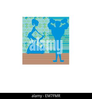 couple exercising in the gym Stock Vector