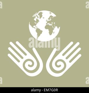 Life in the earth in our hands Stock Vector