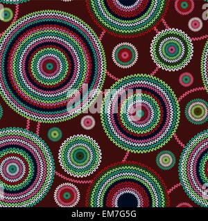 Abstract Seamless Ethnic Style Circle Simple Color Vector Needle Stock Vector