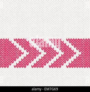Style Seamless White with Red Arrow Color Knitted Vector Pattern Stock Vector