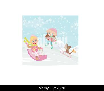 fun in the winter day Stock Vector