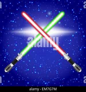Crossed light sabers. Stock Vector