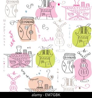 seamless pattern with  surreal houses Stock Vector