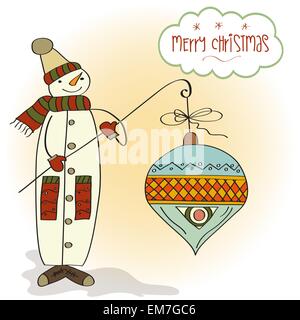 snowman with big Christmas ball Stock Vector Image &amp; Art - Alamy