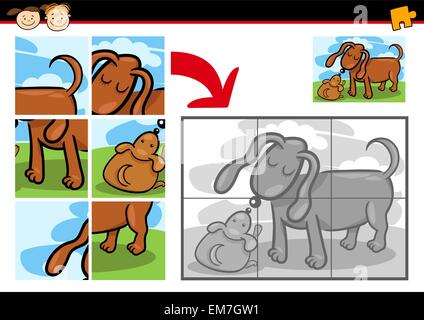 cartoon puppy jigsaw puzzle game Stock Vector