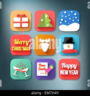 Flat icons set. Christmas theme Stock Vector