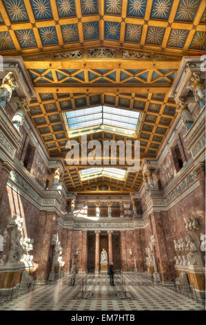 Walhalla Temple interior view to the loft with the caryatids and the busts, Donaustauf, Upper Palatinate, Bavaria, Germany Stock Photo