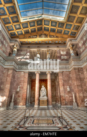 Interior of the Walhalla Temple, overlooking the gallery, Ludwig I. below, founder of Walhalla, Donaustauf, Upper Palatinate Stock Photo