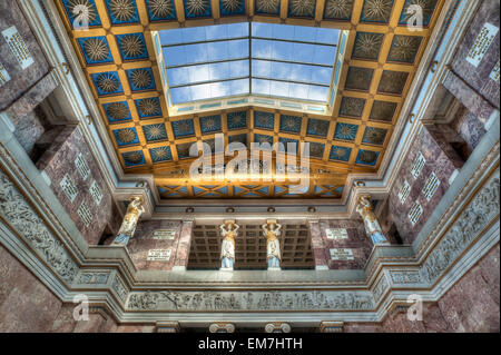 Walhalla Temple interior view to the loft with the caryatids, Donaustauf, Upper Palatinate, Bavaria, Germany Stock Photo