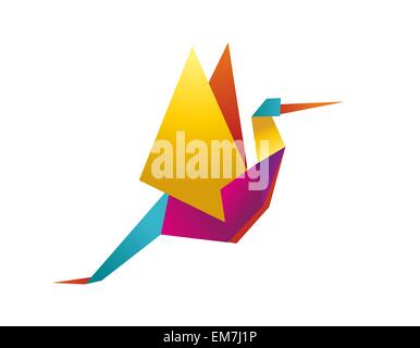 Vibrant colors origami stork Stock Vector