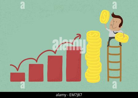 Success metaphor depicted with coins , eps10 vector format Stock Vector