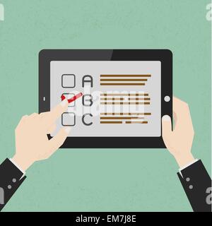 Hands with a select choice on tablet , eps10 vector format Stock Vector
