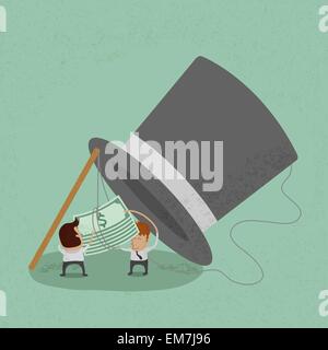 Business man standing by trap and looking at money  , eps10 vect Stock Vector