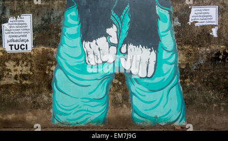 Graffiti on a wall in Fort Kochi, Kerala India Stock Photo