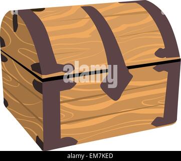wooden treasure or pirate chest Stock Vector