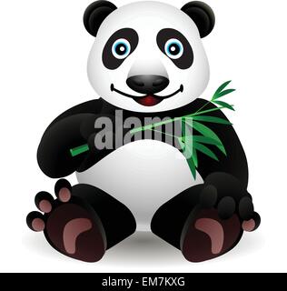 little cartoon panda and bamboo isolated Stock Vector