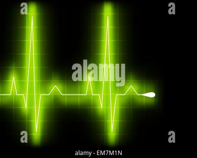 Green heart beat. Ekg graph. EPS 8 Stock Vector