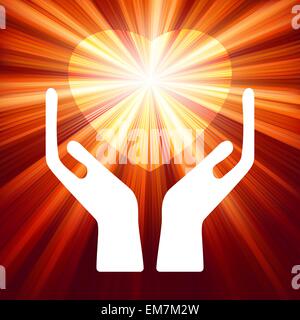 Heart in open hands. EPS 8 Stock Vector