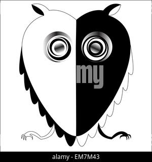 black and white owl Stock Vector