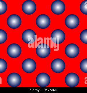 blue spheres on red seamless pattern Stock Vector