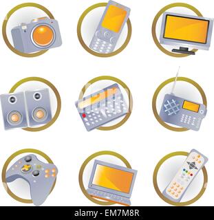 Hi-tech equipment icons Stock Vector