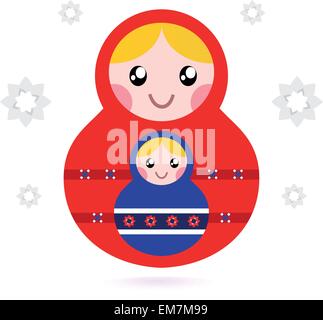 Matryoshka dolls isolated on white Stock Vector