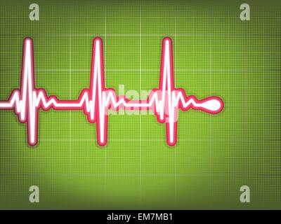 Heart cardiogram with shadow on green. EPS 8 Stock Vector