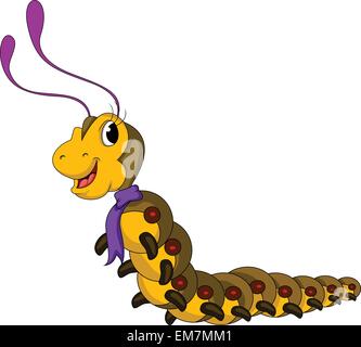 cute yellow worm cartoon Stock Vector