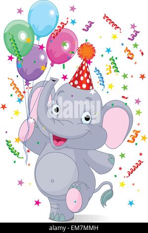 Baby elephant birthday Stock Vector