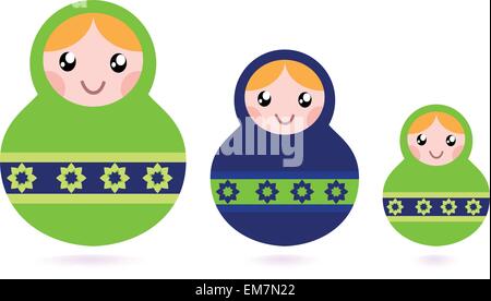 Matryoshka dolls family set isolated on white Stock Vector