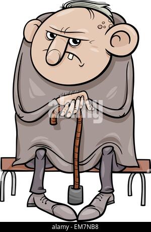grumpy old man cartoon illustration Stock Vector